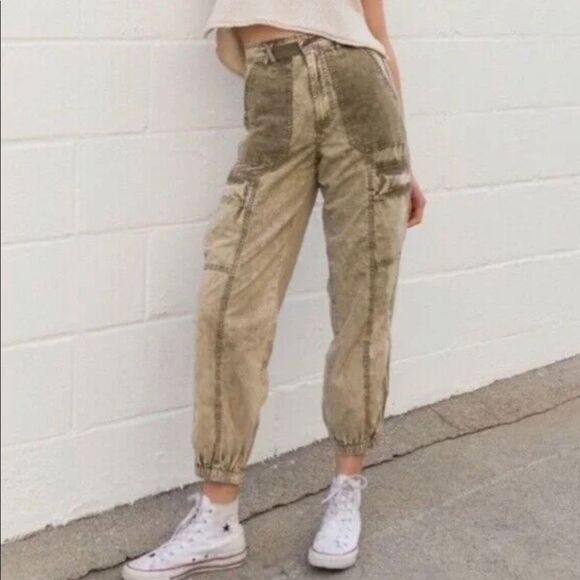 Urban Outfitters Acid Wash Cargo Pants Joggers High Rise Bleach XS 2 - Picture 1 of 10